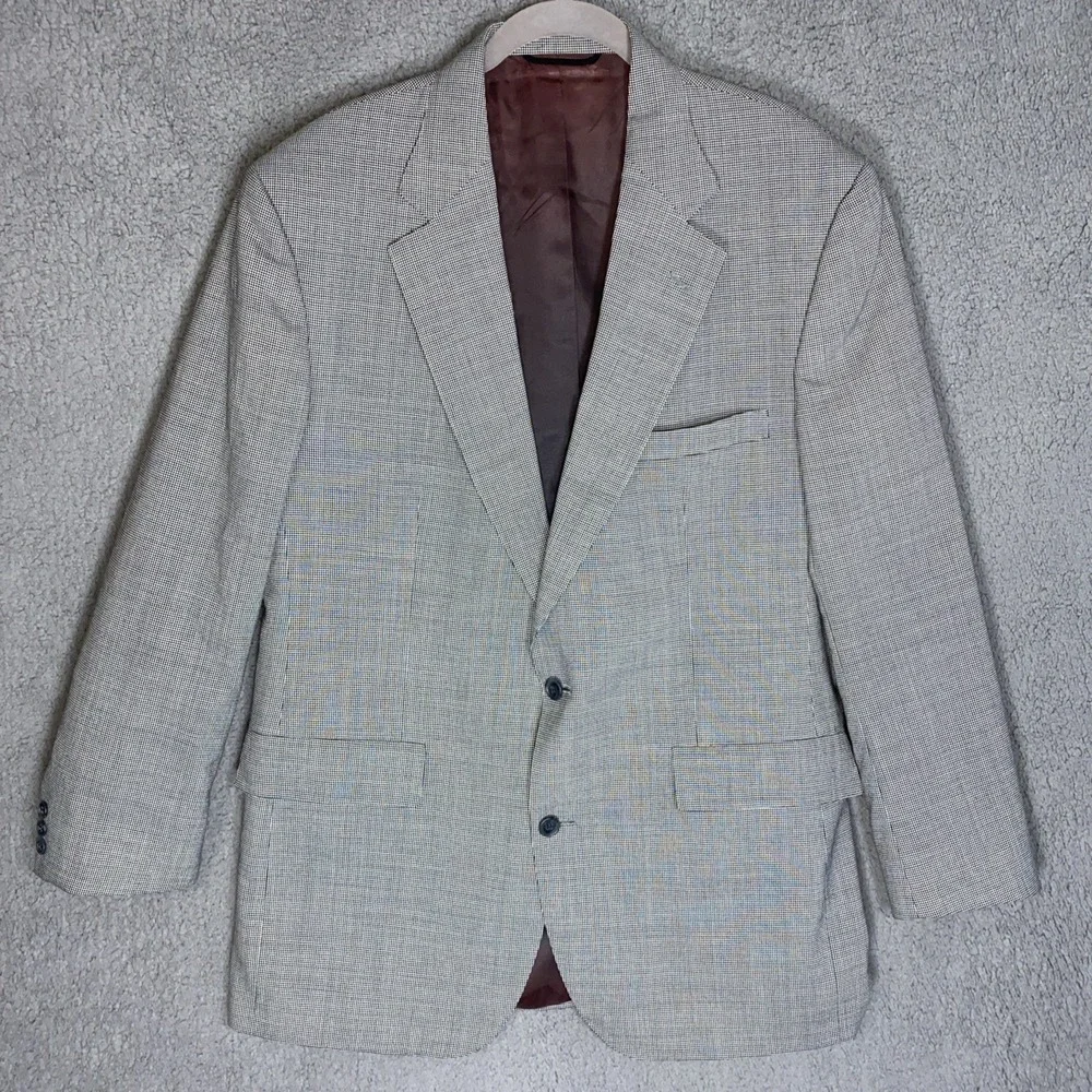 Brooks Brothers Sport Blazer Mens 44L Gray Houndstooth Wool Blend USA SeasonF3